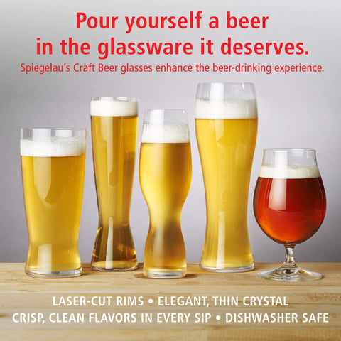 Spiegelau Lager glass highlights crisp beer notes with balance.