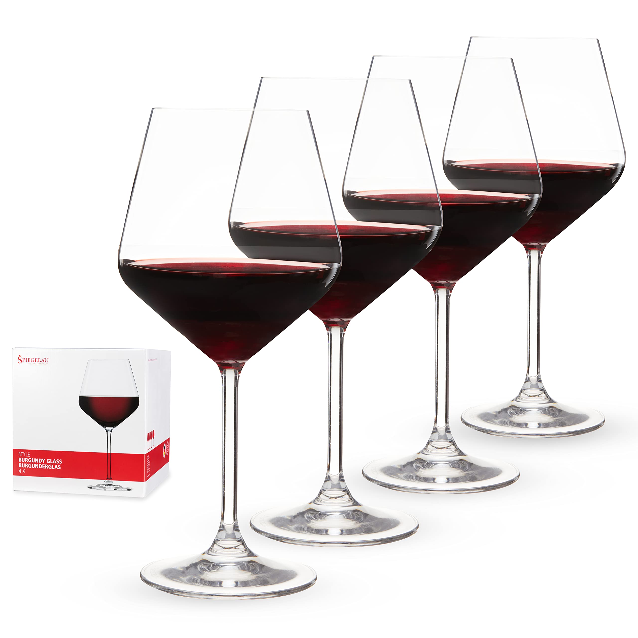 Spiegelau Style Burgundy glass with large bowl enhances Pinot Noir aroma at dinner.