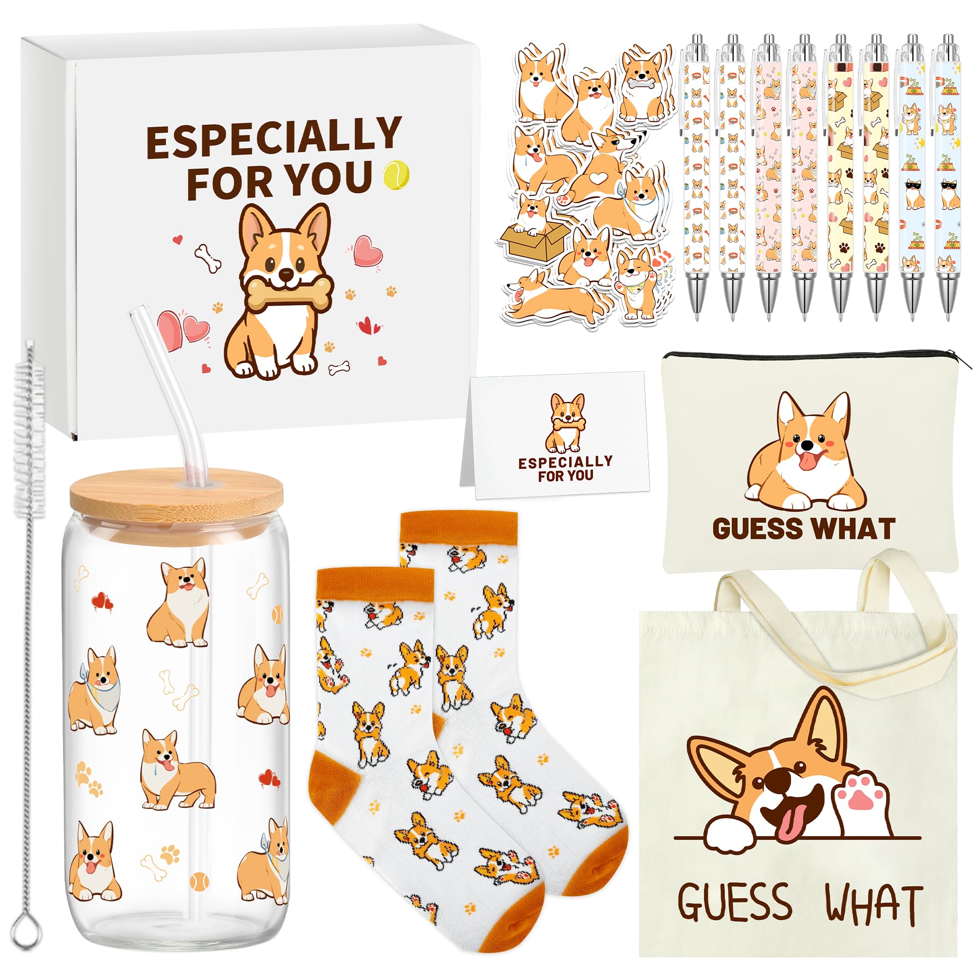 Splendest Corgi tumbler with lid and straw for iced beverages.