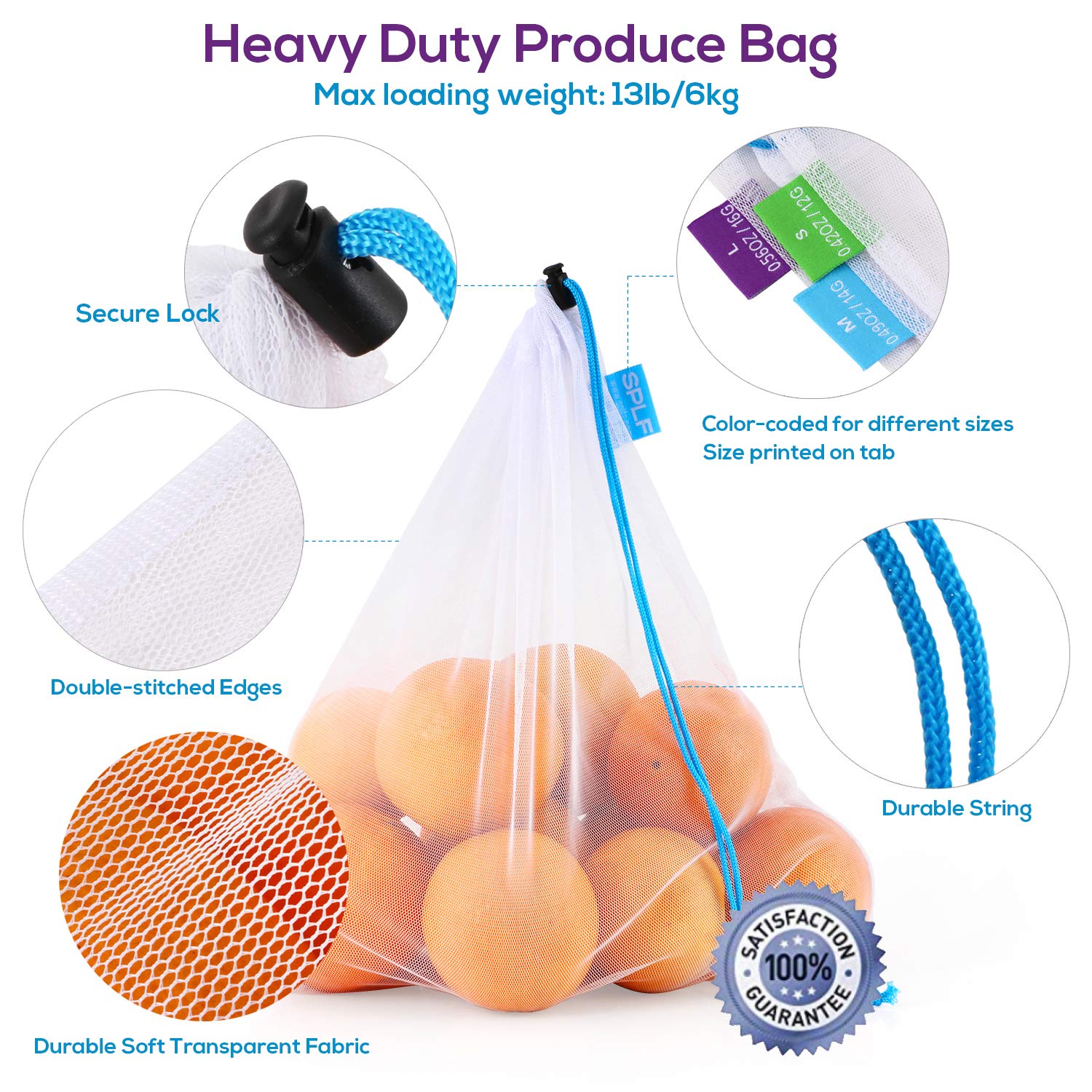 SPLF drawstring mesh bag makes bagging and storage quick and clutter-free.