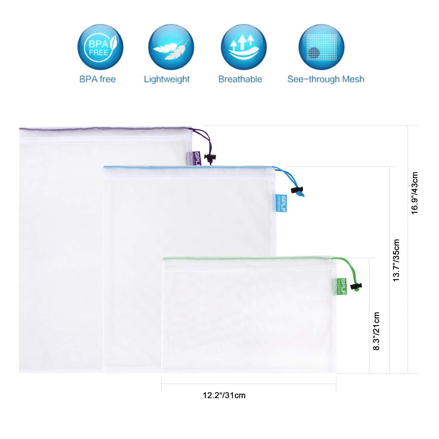SPLF food-safe mesh bag keeps produce fresh and free of BPA concerns.