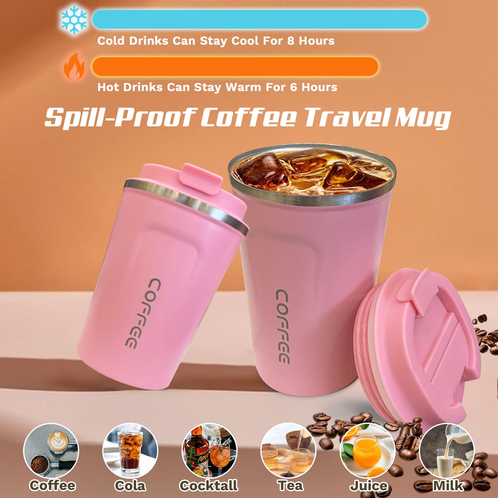 SPLMIFA 380ml insulated cup keeps beverages hot on busy mornings