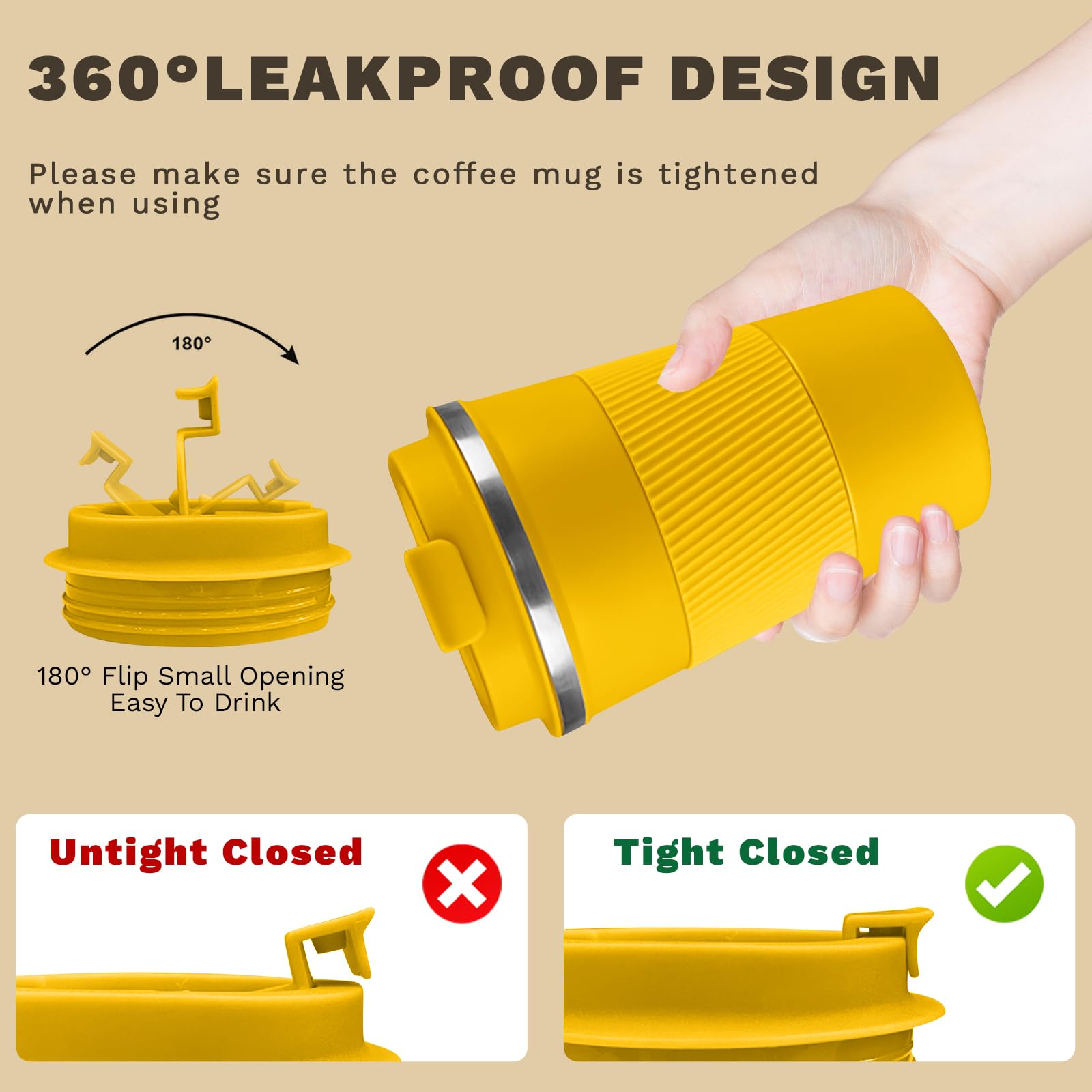 SPLMIFA compact mug fits most car cup holders for travel.