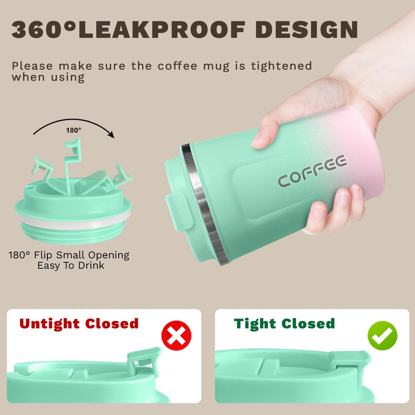 SPLMIFA compact mug fits most car cup holders for easy transport