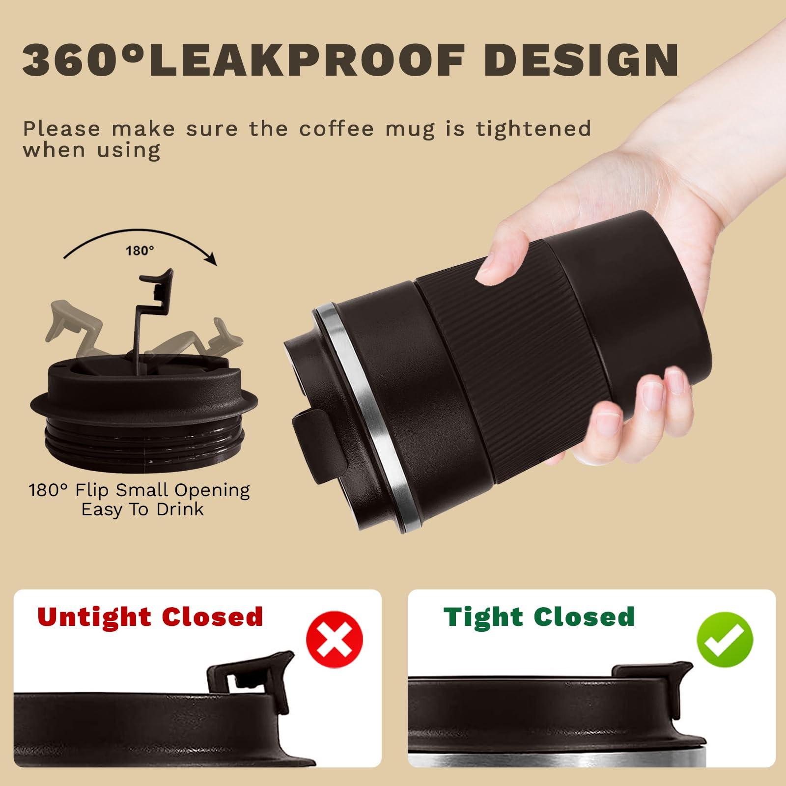 SPLMIFA compact mug fits most car cup holders for travel