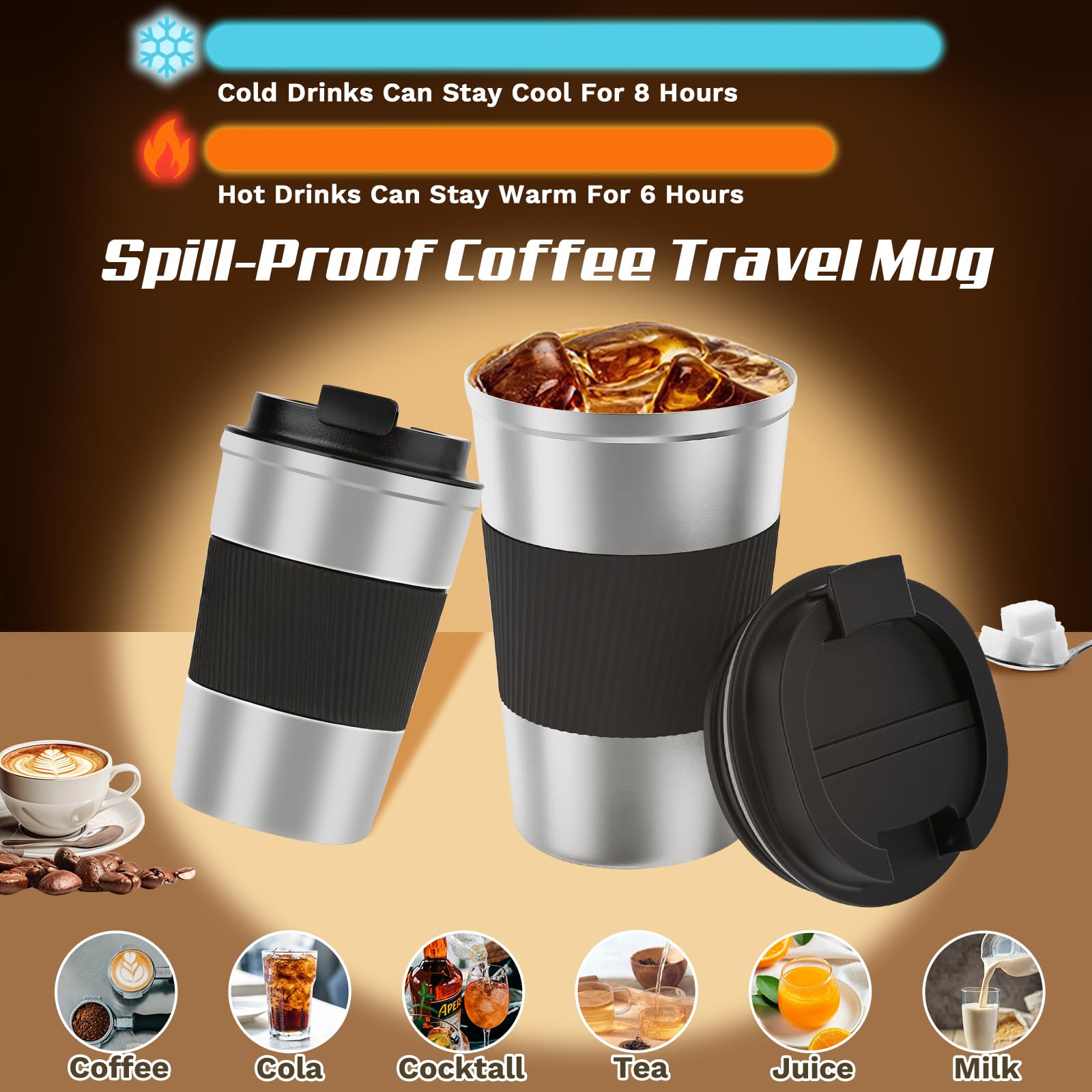 SPLMIFA leak-proof flip lid travel mug prevents spills during travel