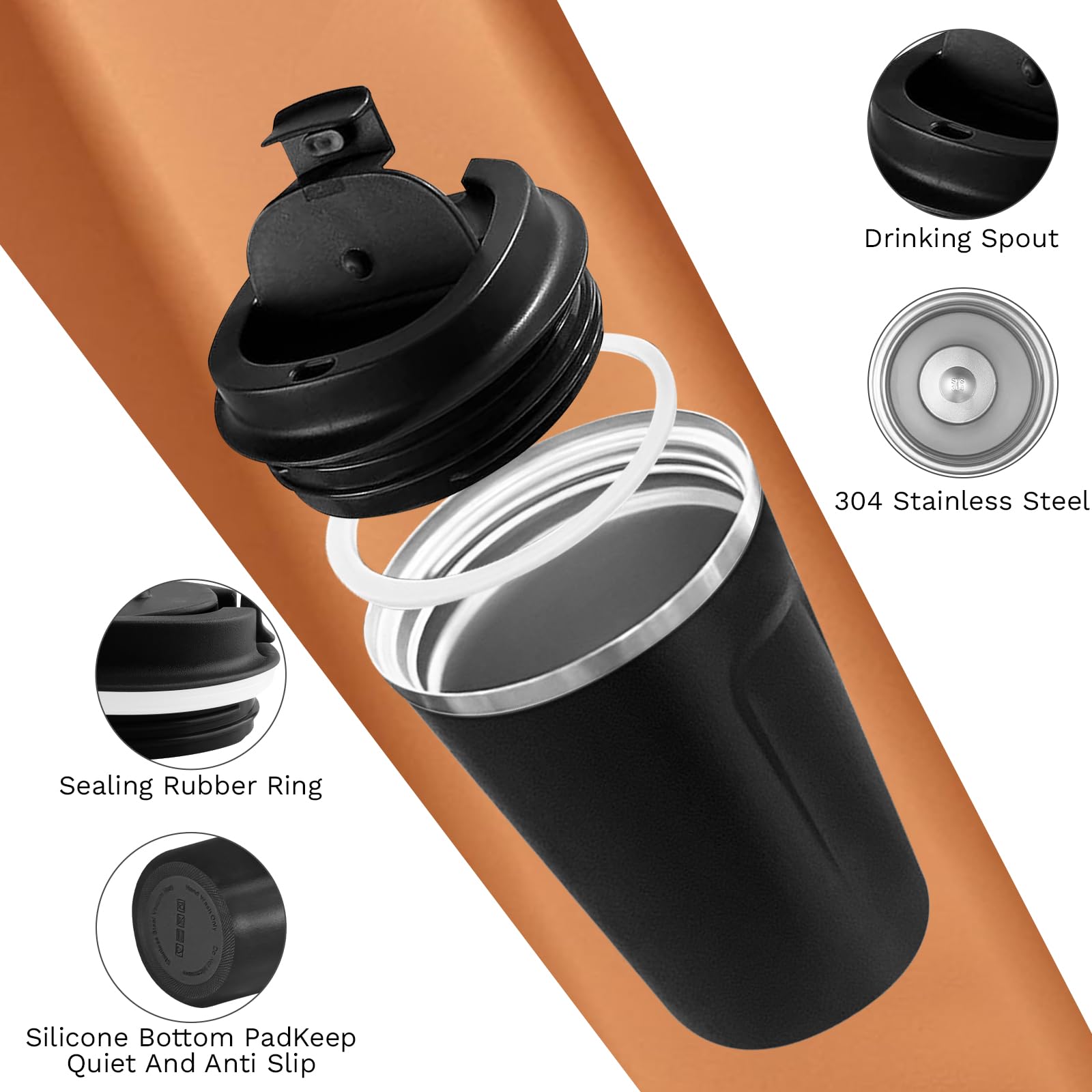 SPLMIFA stainless steel vacuum insulated mug with handle for a comfortable grip.