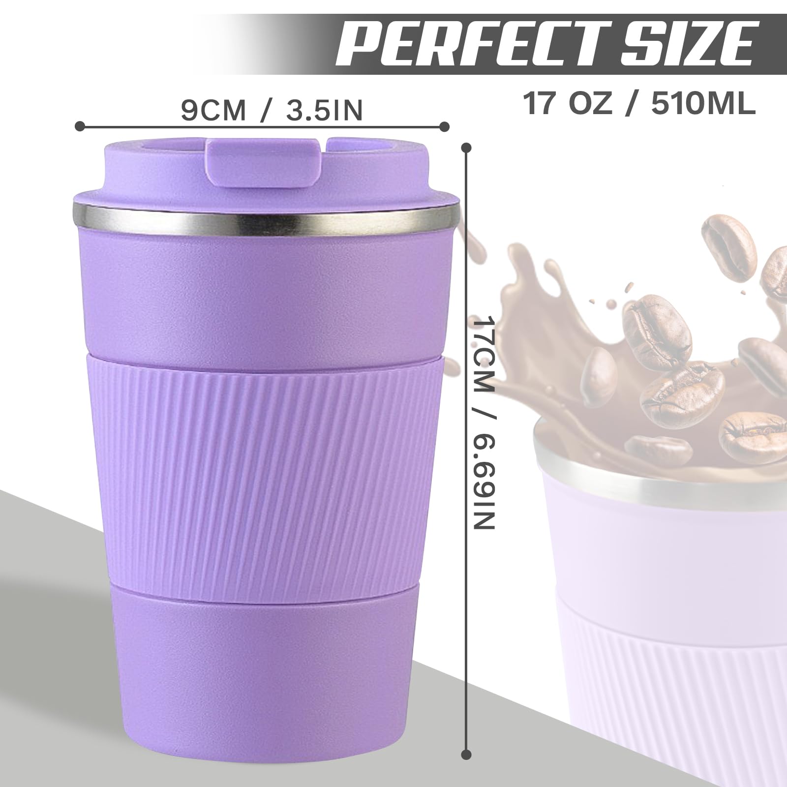 SPLMIFA travel mug anti-slip bottom prevents tipping.
