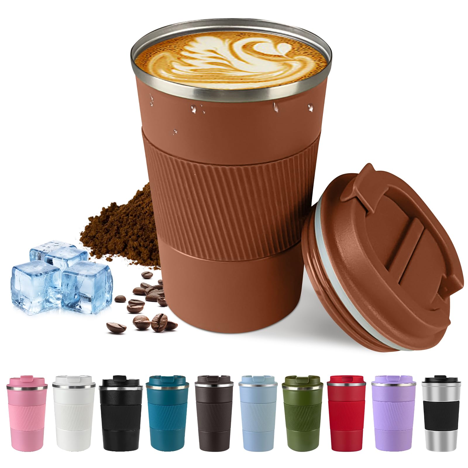 SPLMIFA travel mug with leak proof lid for on the go coffee