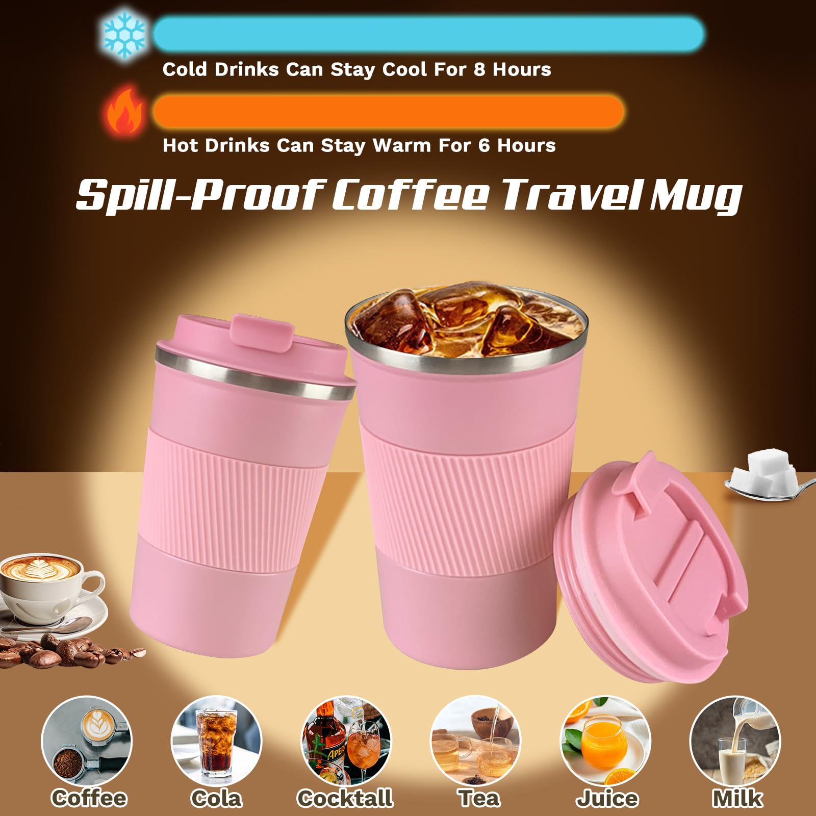 SPLMIFA vacuum-insulated mug sleeve grip shows non-slip handling for easy transport.