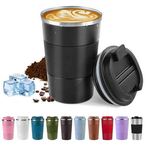 SPLMIFA 12oz vacuum-insulated travel mug with lid keeps beverages hot for hours.