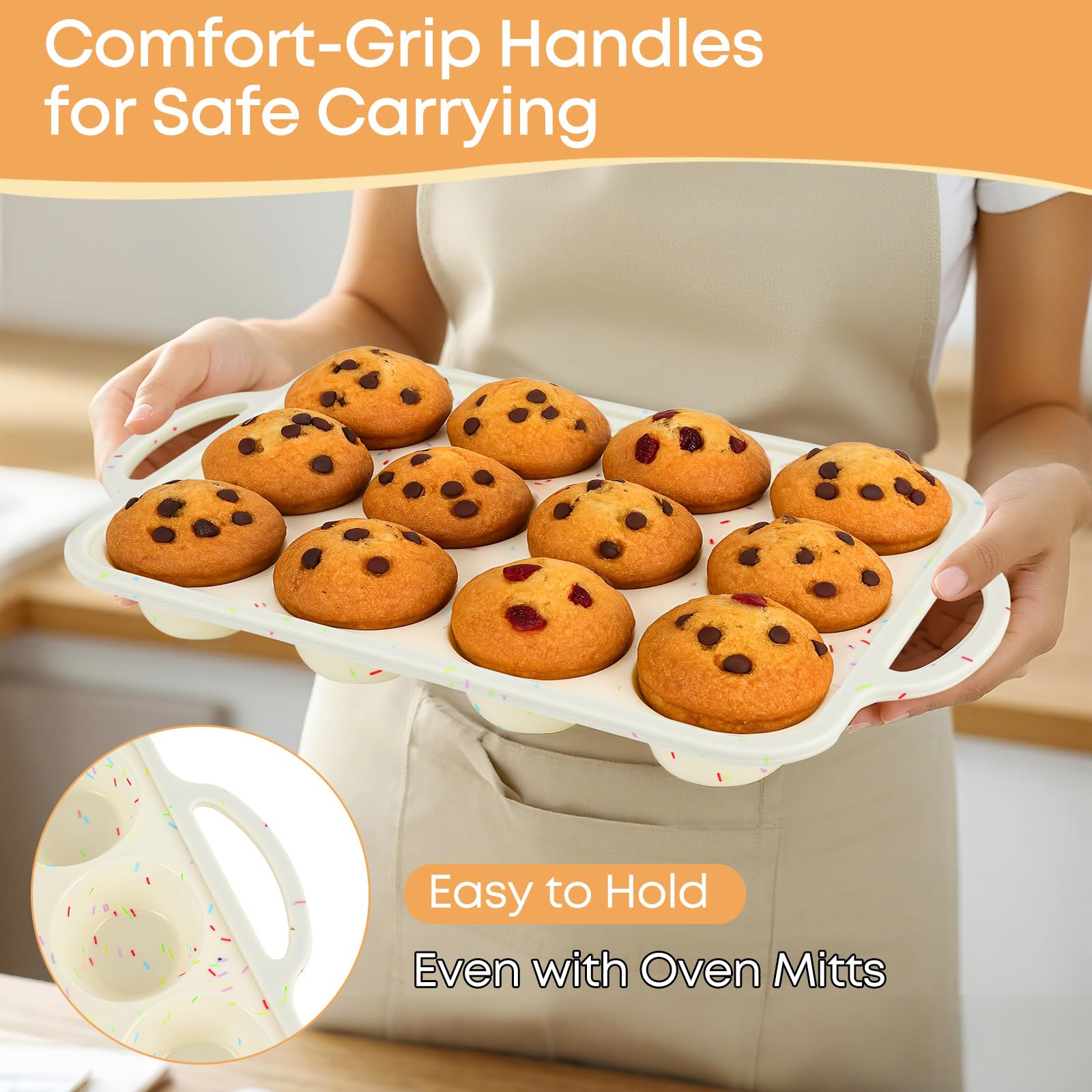 Spmarkt dishwasher-safe silicone muffin tin for quick cleanup after baking.