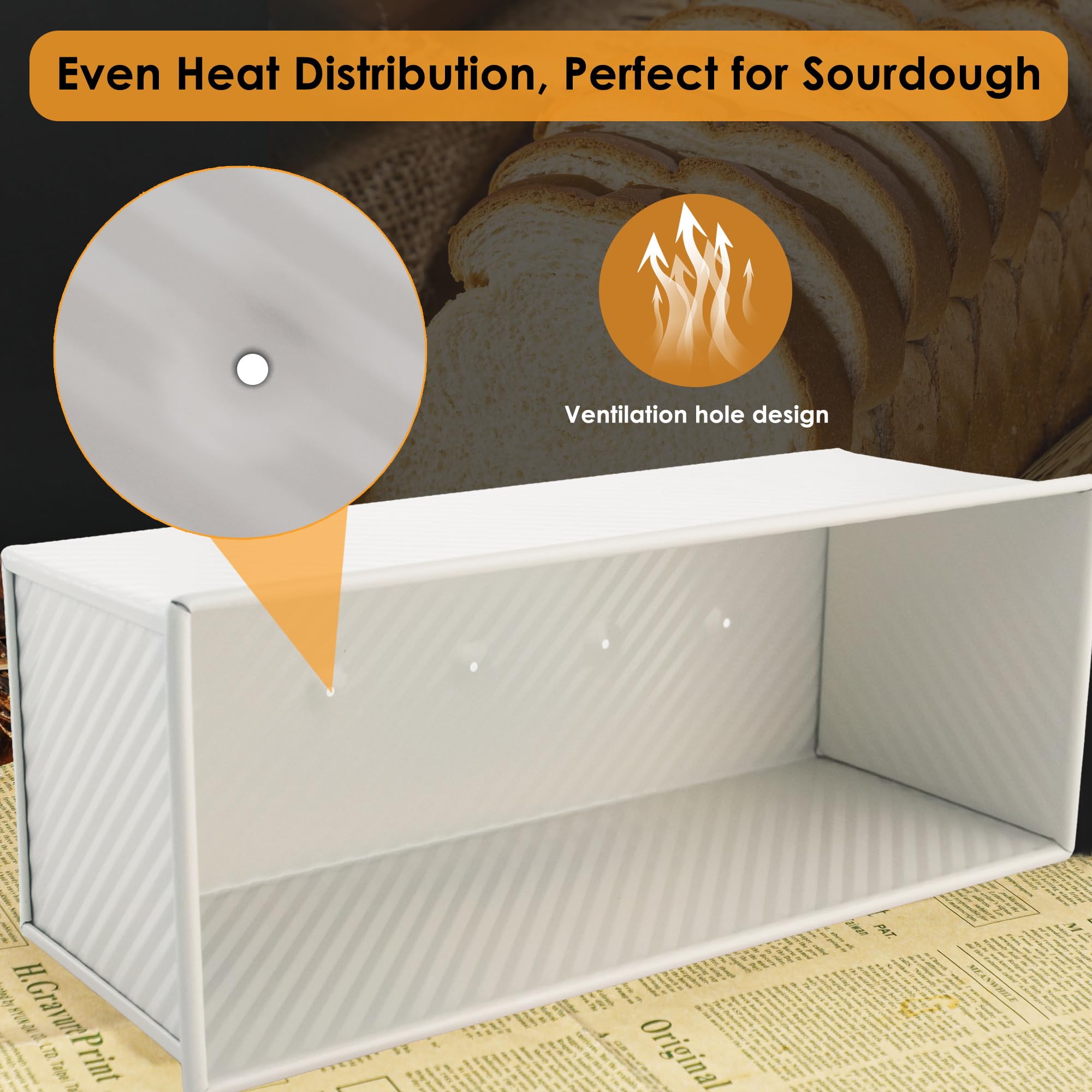 Spmarkt Premium Beige Pullman pan has a sturdy, warp-resistant body for frequent baking.