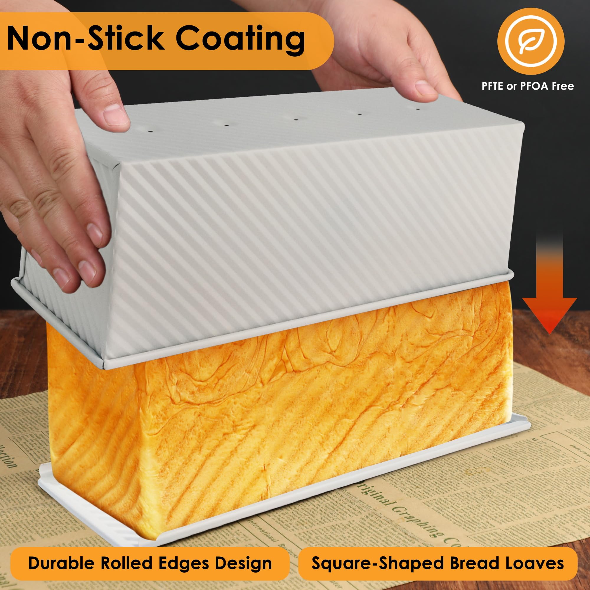 Spmarkt Premium Beige 13-inch Pullman pan features even heating with bottom vent design.