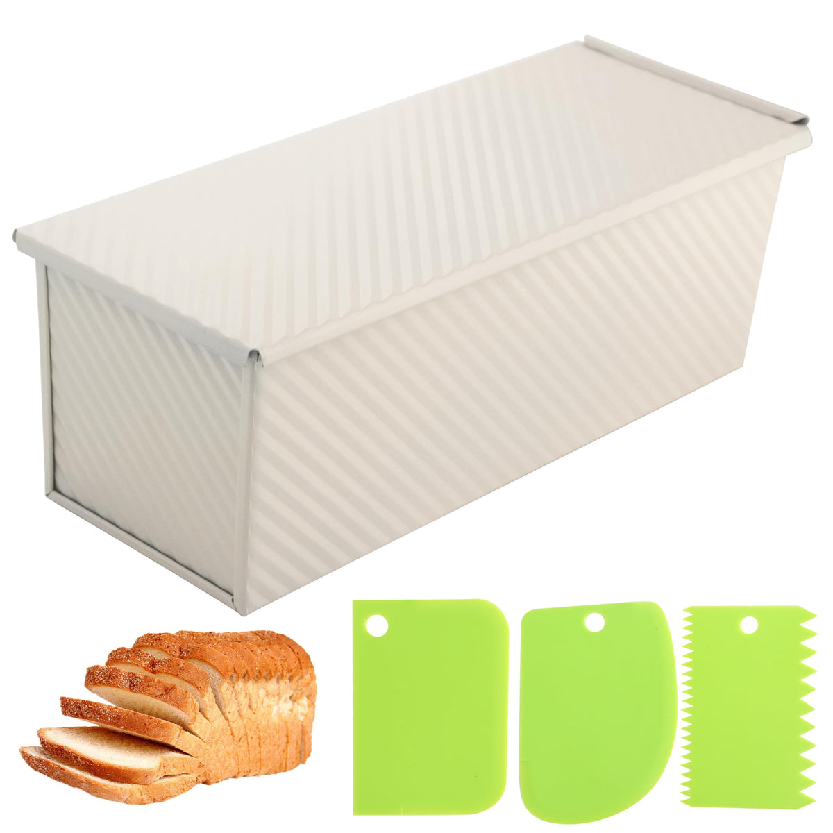 Spmarkt Premium Beige Pullman lid preserves moisture for tender bread.