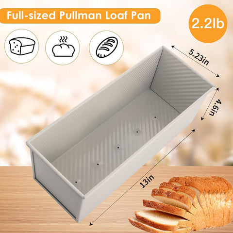 Spmarkt Pullman pan with non-stick coating releases loaves smoothly.