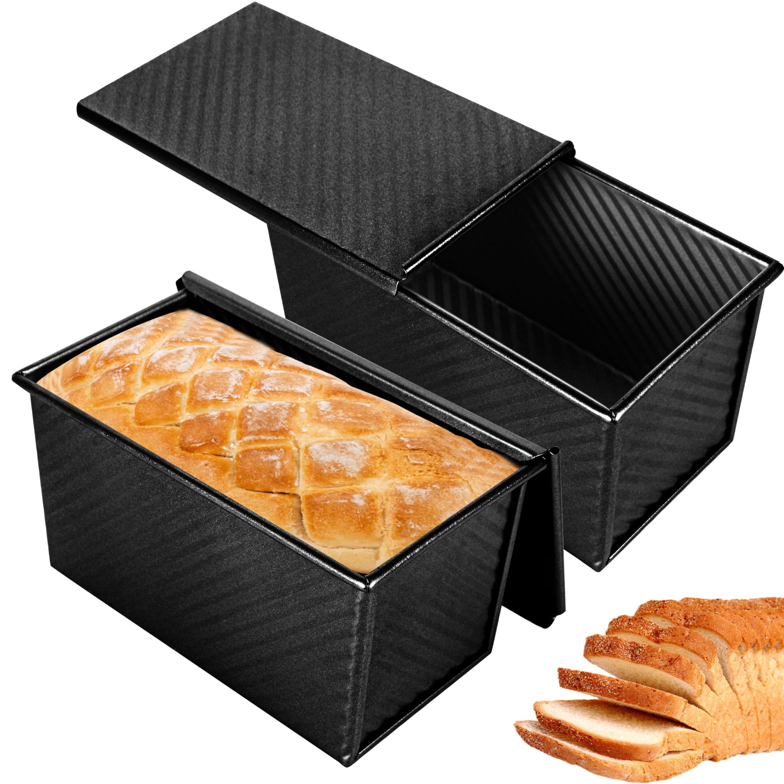 Spmarkt pullman loaf pan with lid in a compact two-pack for home baking.