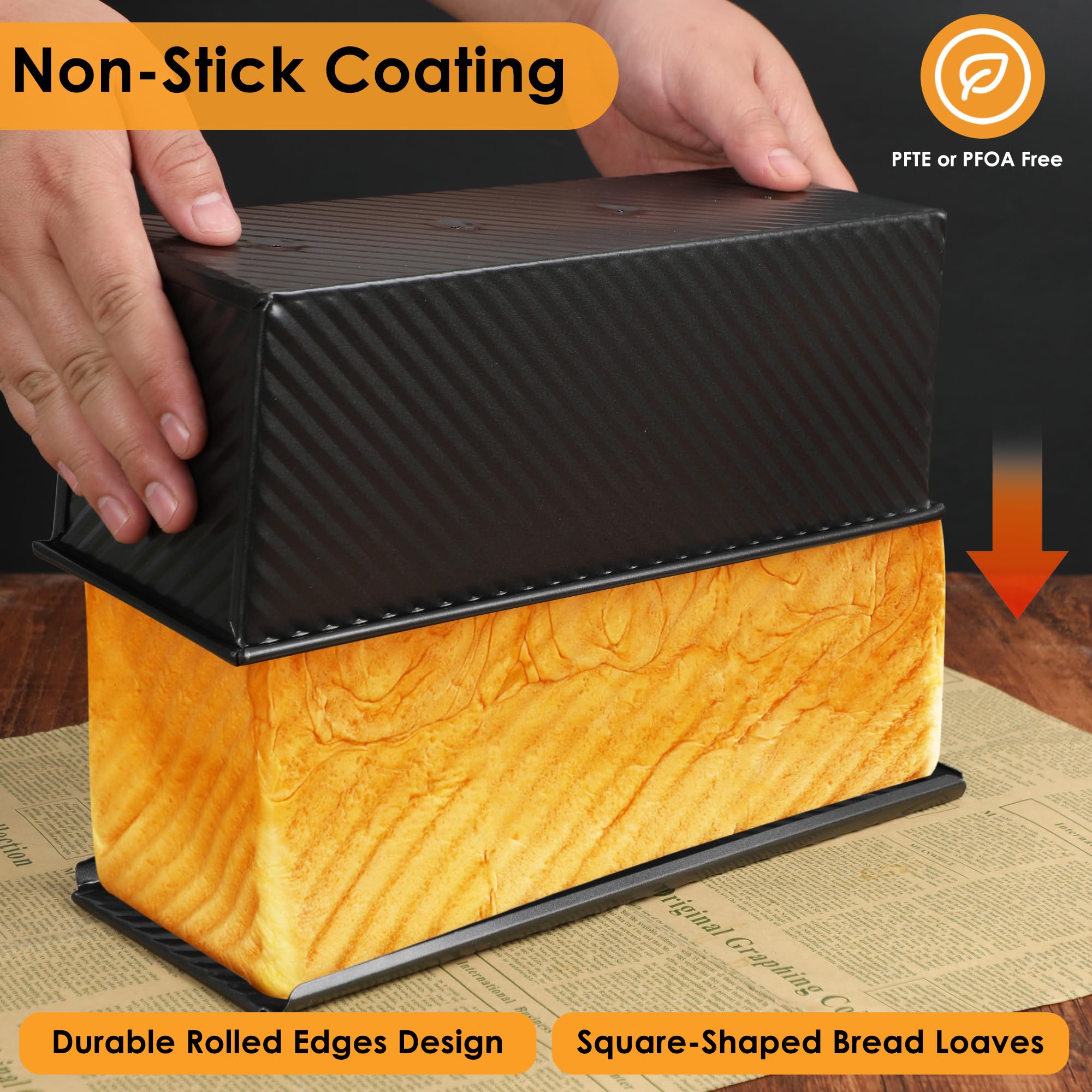 Spmarkt loaf pan with non-stick coating for easy bread release.