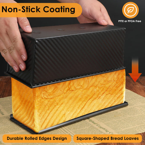 Spmarkt loaf pan with non-stick coating for easy bread release.