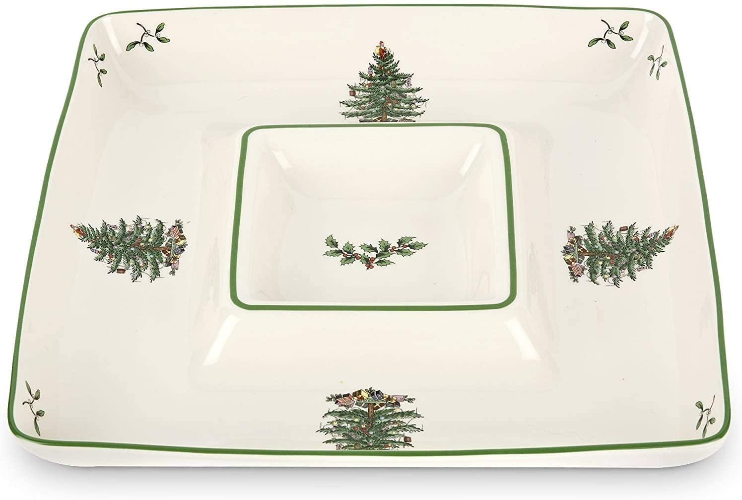 Spode Christmas Tree chip and dip platter for festive entertaining.