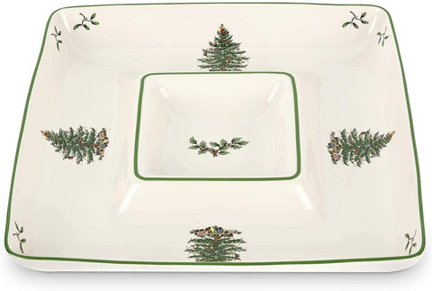 Spode Christmas Tree chip and dip platter for festive entertaining.
