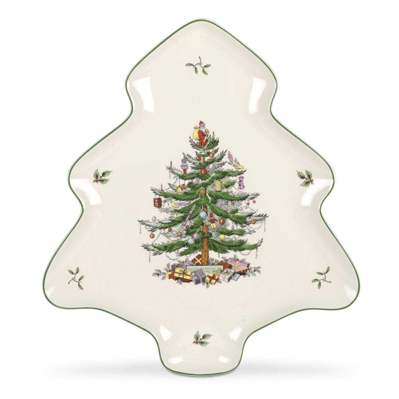 Spode Christmas Tree 14-inch platter for festive appetizers and desserts.