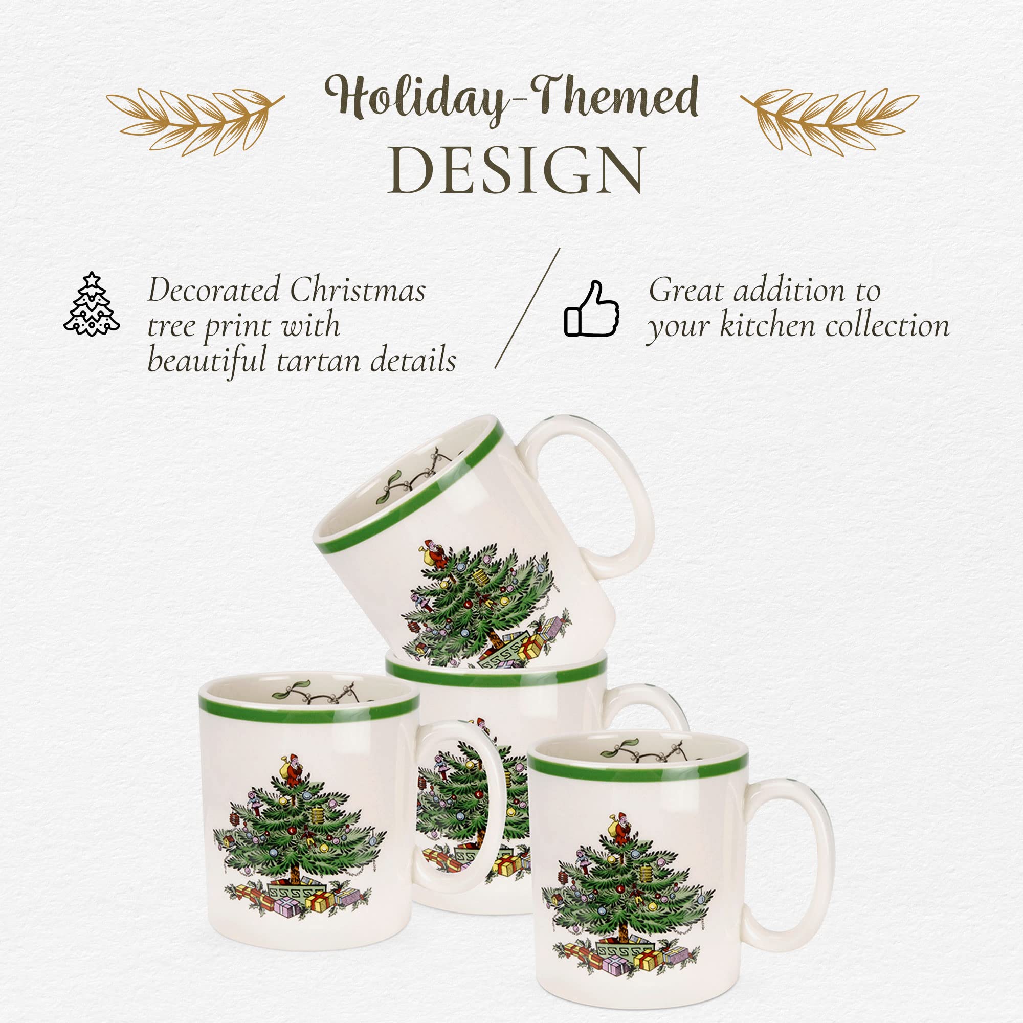 Spode Christmas Tree cereal bowls pair with warm beverages during celebrations.