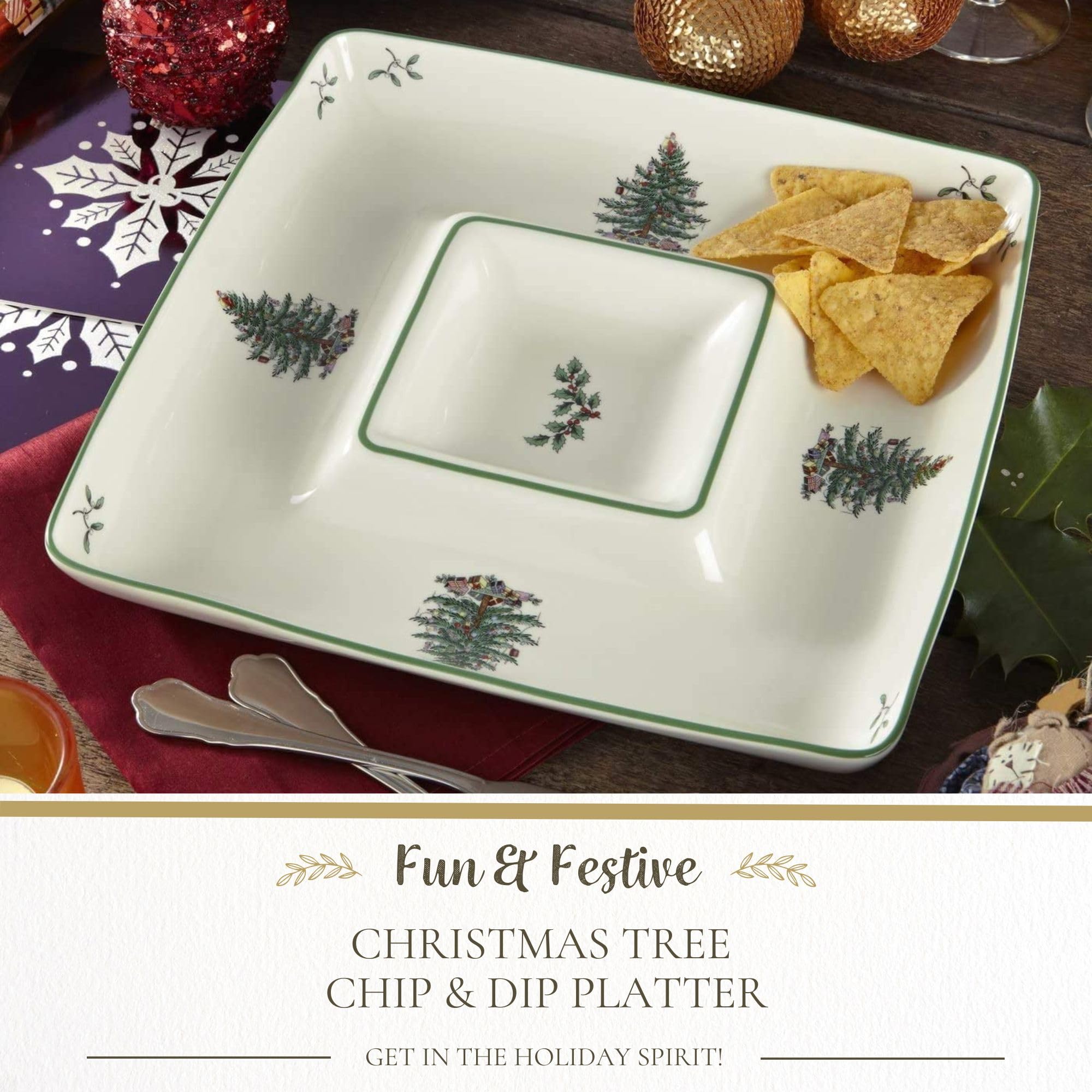 Spode Christmas Tree cheese and dip plate for sharing artisanal cheeses.
