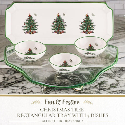 Spode Christmas Tree dipping bowls for dips and sauces at gatherings.