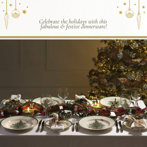 Spode Christmas Tree serveware elevates casual and formal tables with festive charm.