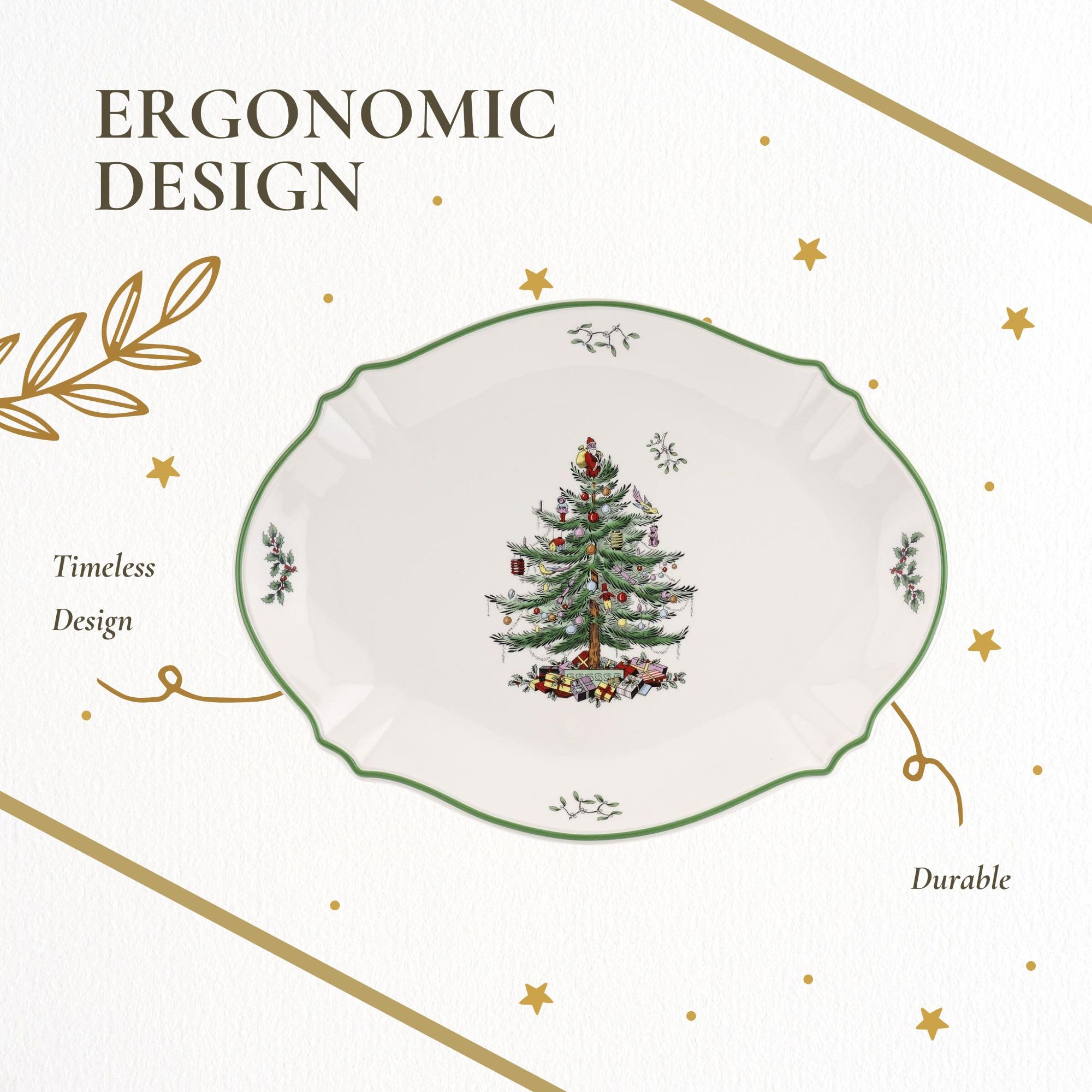 Spode Christmas Tree platter inside a gift box for gifting