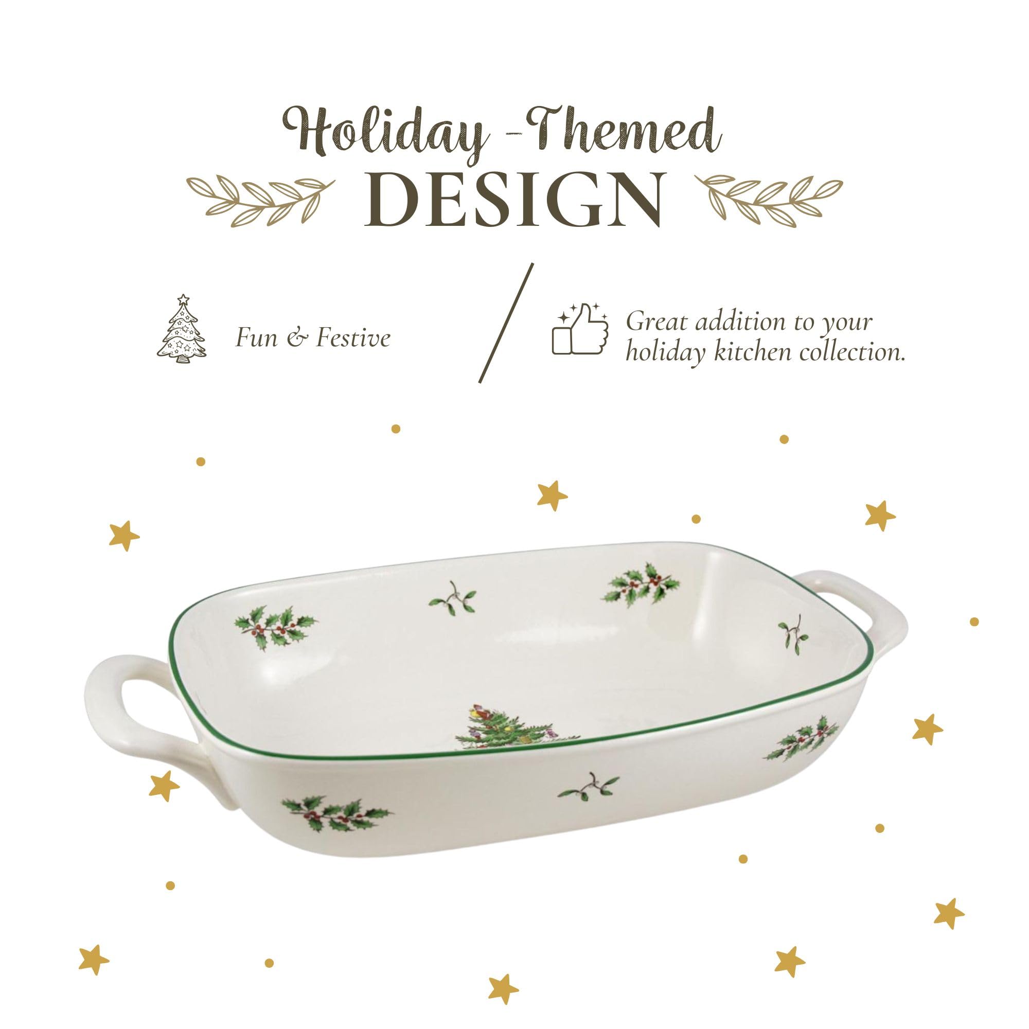 Spode Christmas Tree bread basket with handles for easy serving.
