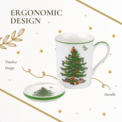 Spode Christmas Tree cozy-morning closeup evokes warm holiday rituals.