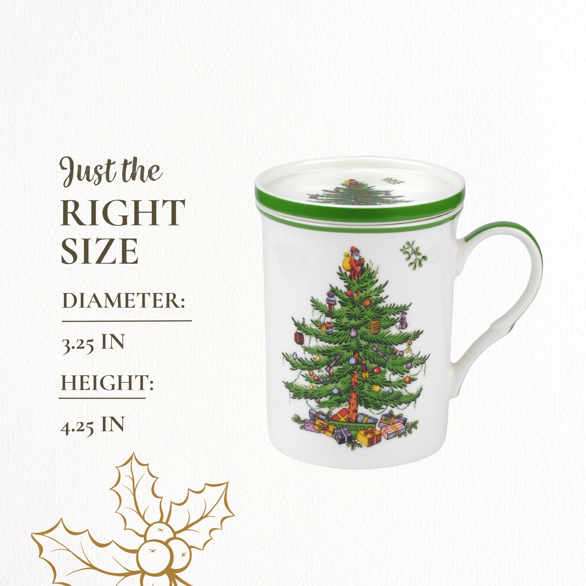 Spode Christmas Tree festive-pattern closeup conveys timeless porcelain charm.