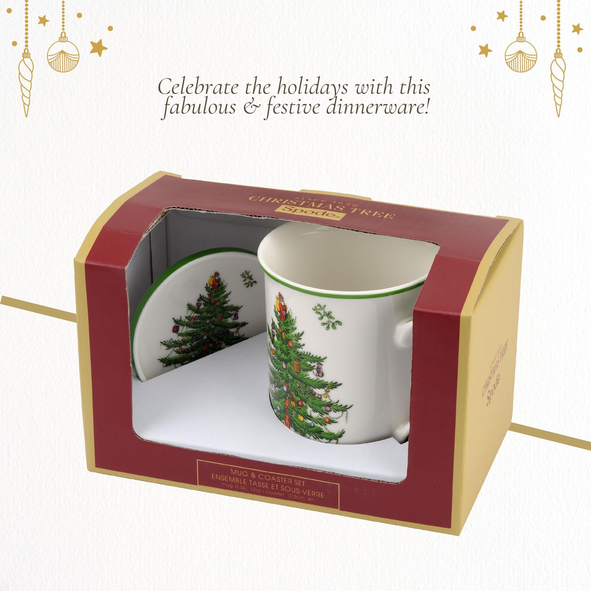 Spode Christmas Tree gift-packaging highlight signals ideal holiday gift.