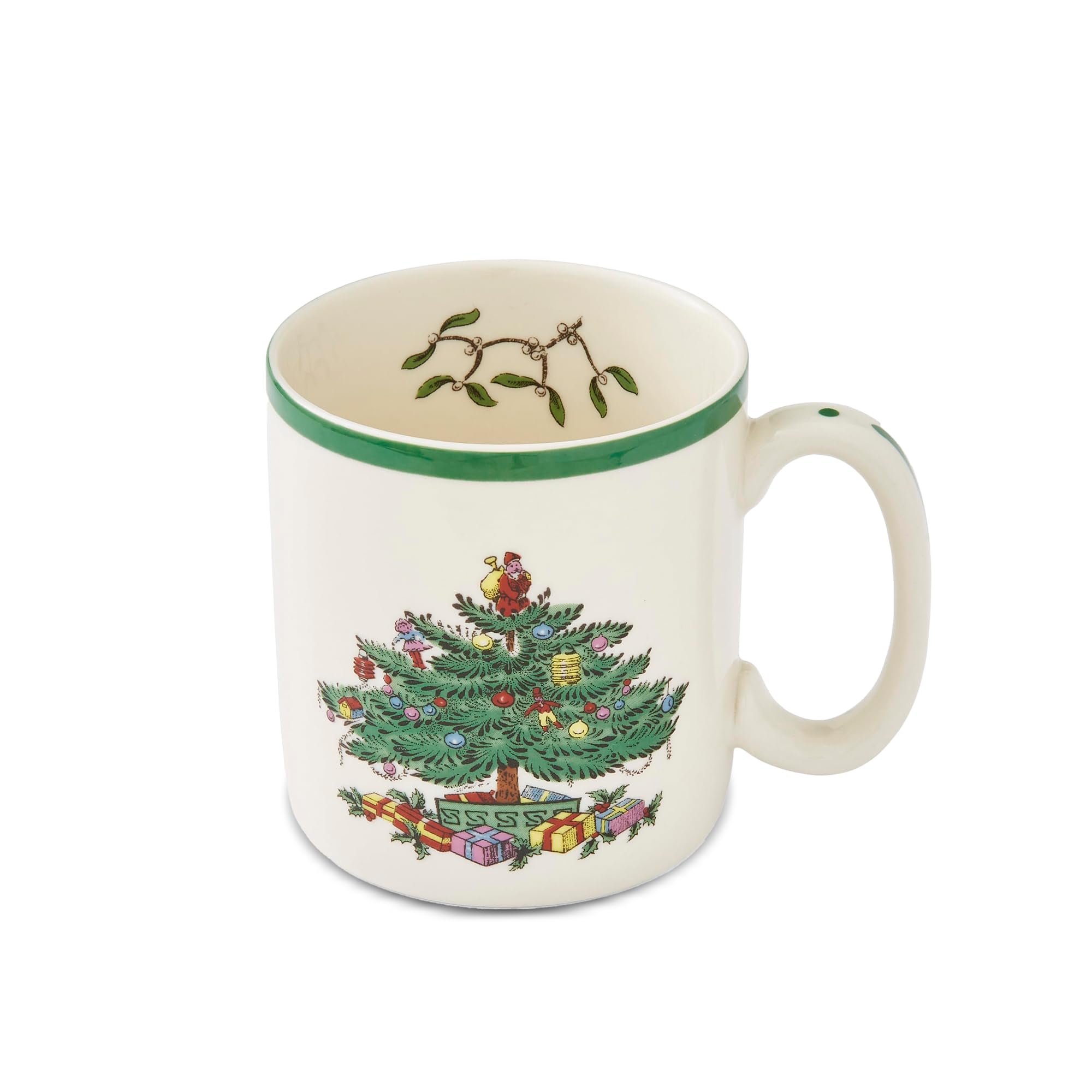 Spode Christmas Tree mug front view, 9oz ideal for warming beverages