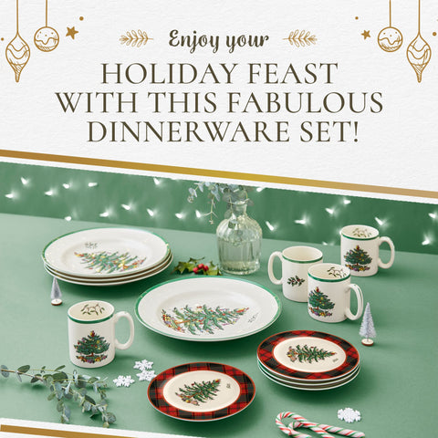 Spode Christmas Tree mugs keep drinks warm during celebrations.