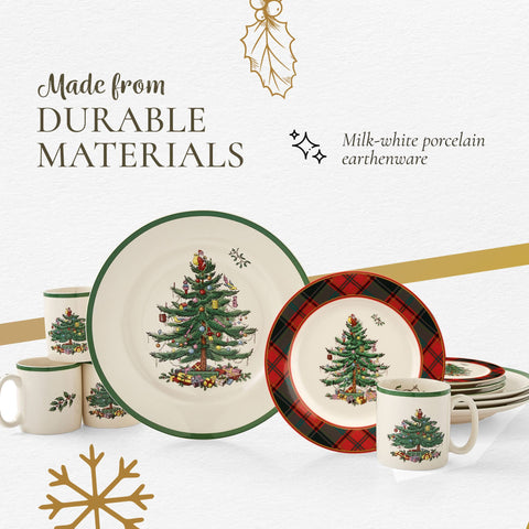 Spode pattern detail highlights classic holiday nostalgia on every piece.
