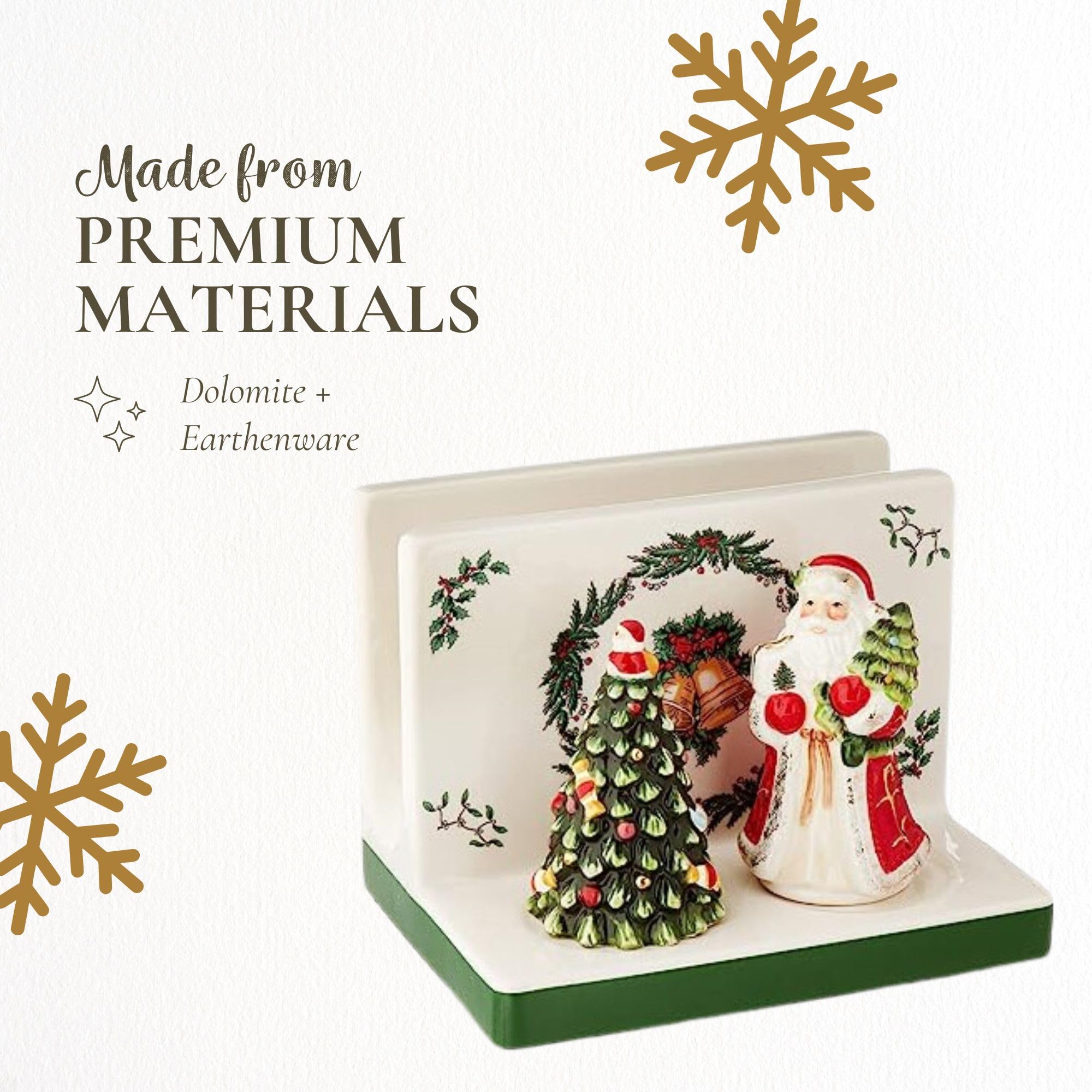 Spode Christmas Tree pepper shaker tree close-up shows glossy glaze and details.