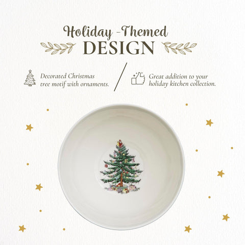 Spode Christmas Tree Polka Dot Rice Bowl shown for festive desserts and meals.