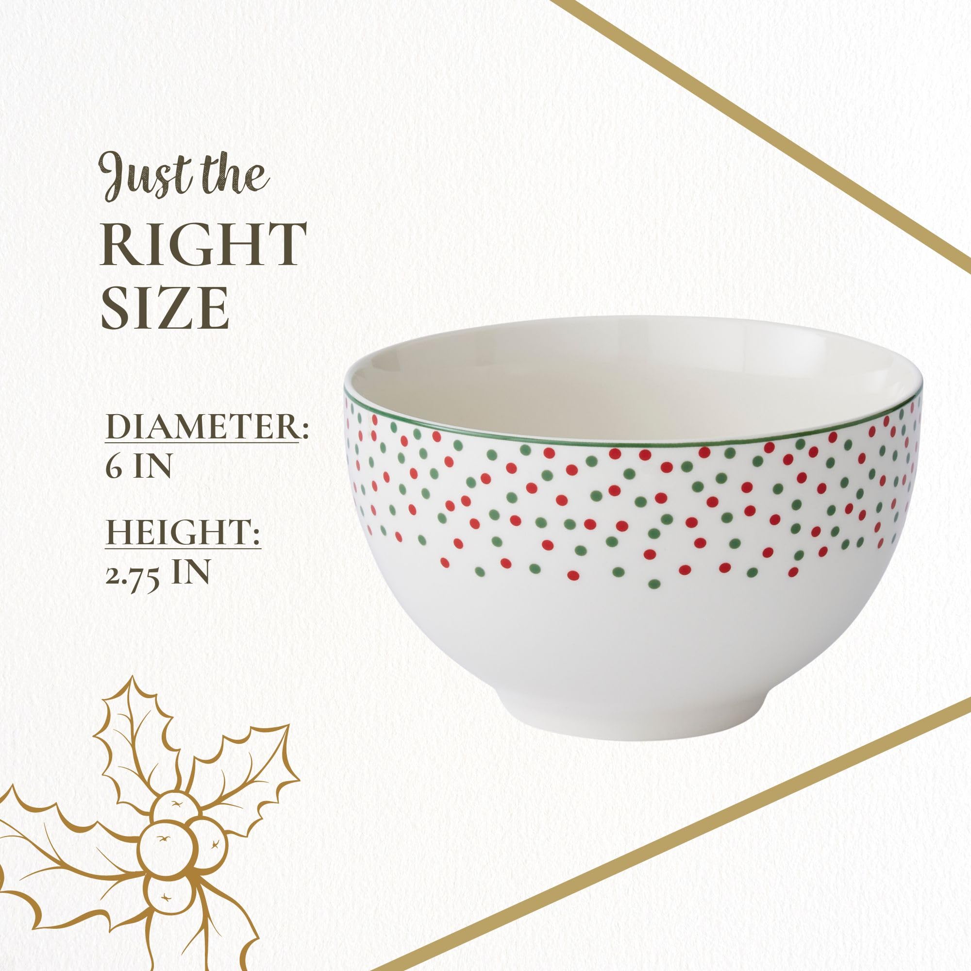 Spode Christmas Tree Polka Dot Rice Bowl table setup with other pieces.