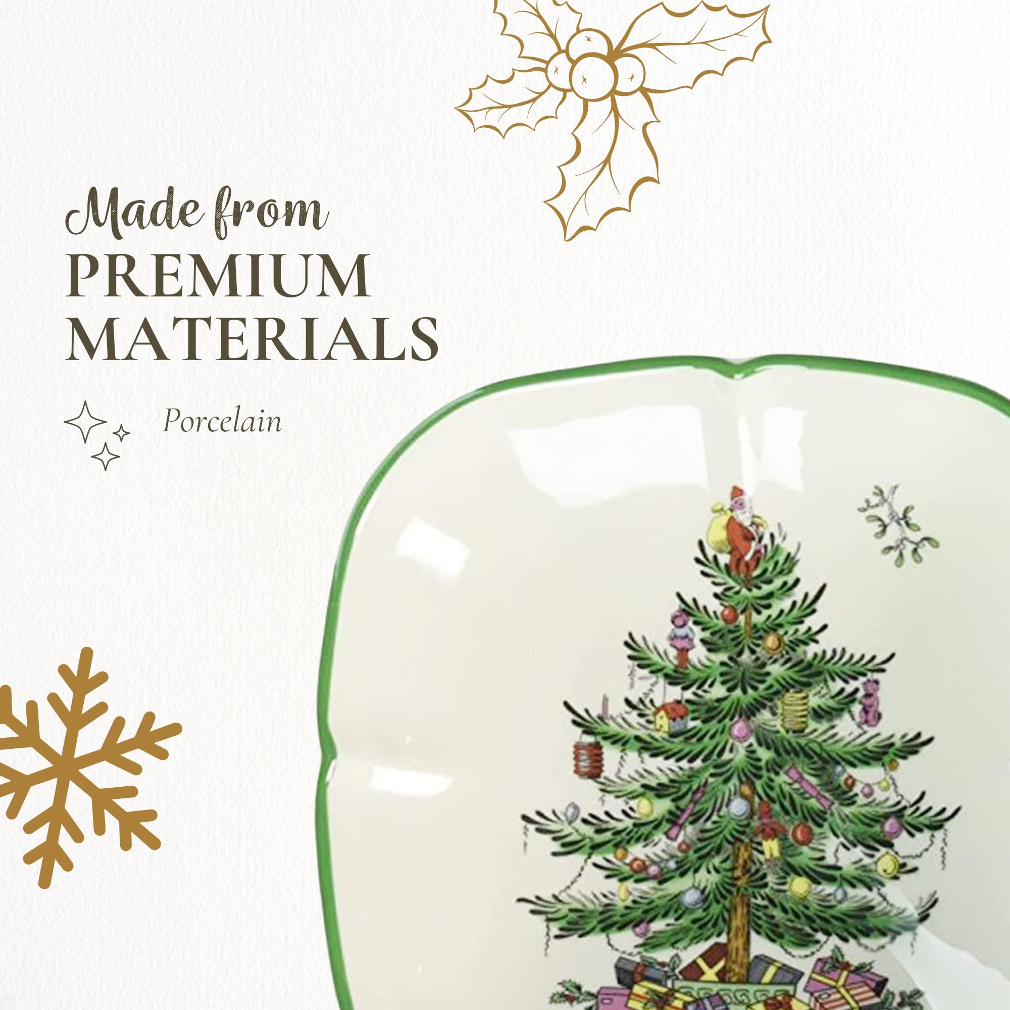 Spode Christmas Tree Sculpted Square Dish microwave-safe for warm servings