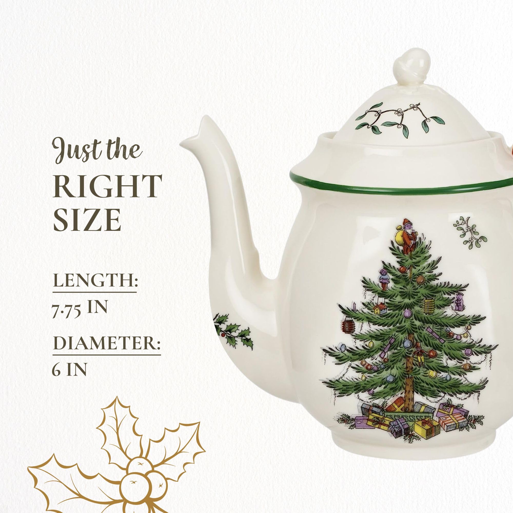 Spode holiday entertaining teapot, enhances seasonal entertaining and tea rituals.