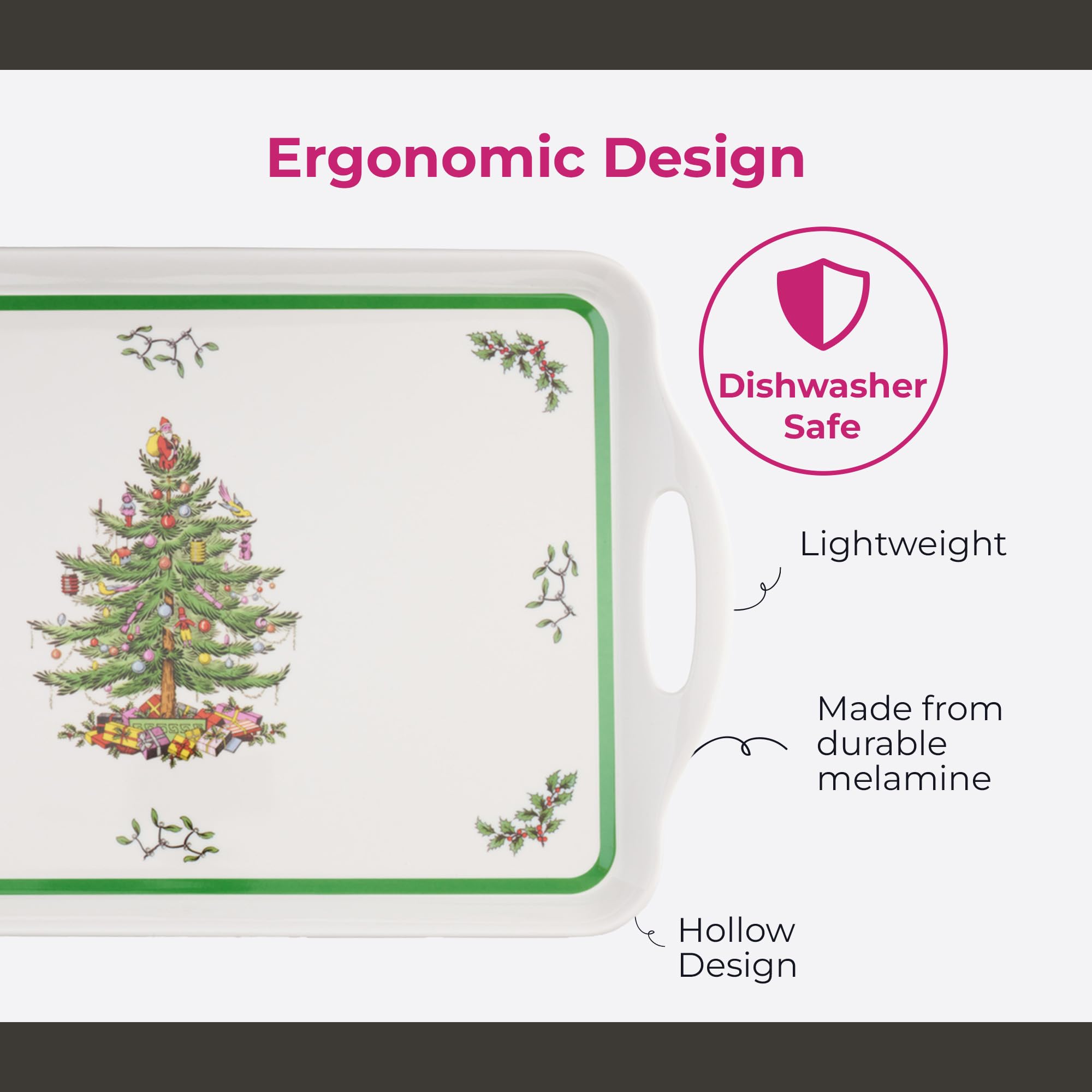 Spode melamine tray durable yet lightweight for repeated seasonal use