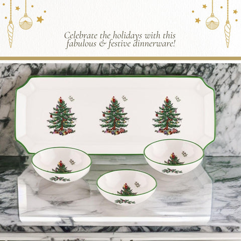 Spode microwave and dishwasher safe serveware for easy cleanup.