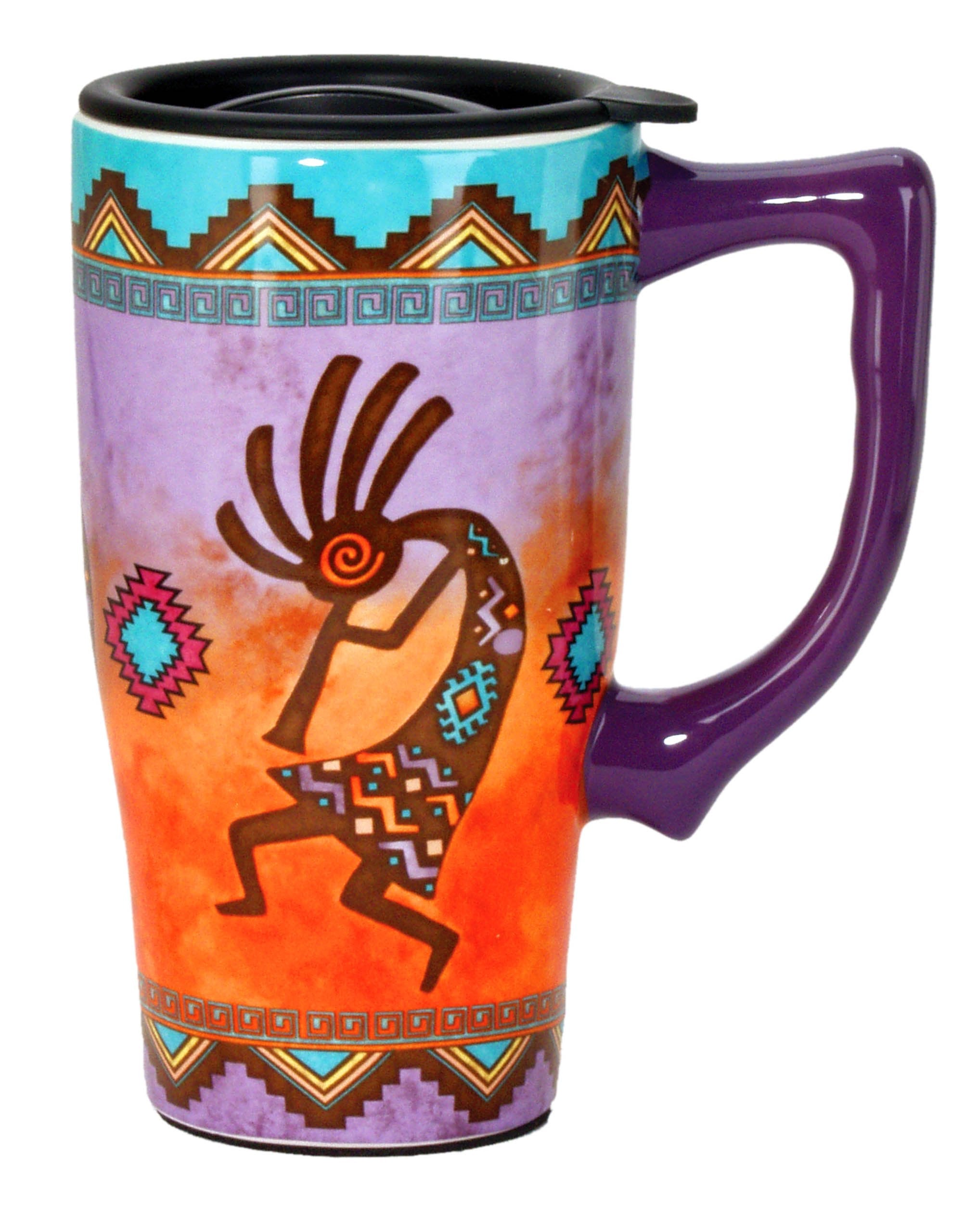 Spoontiques Kokopelli cup locking lid for leak prevention on the go.