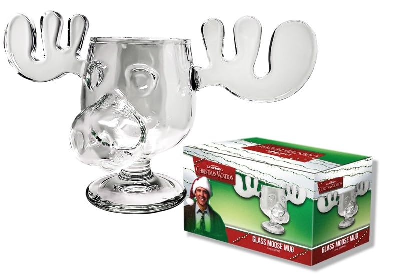 Spoontiques moose mug for eggnog serving, clear acrylic presentation.