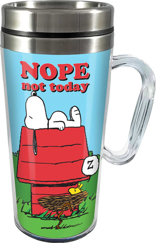 Spoontiques Peanuts insulated travel mug Snoopy design keeps beverages warm while commuting