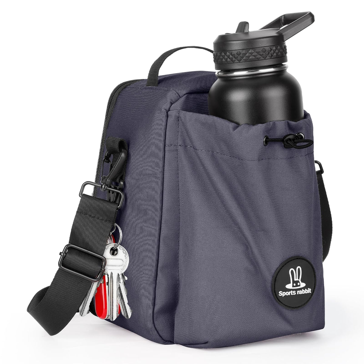 Sports rabbit insulated lunch bag front pocket for easy drink access
