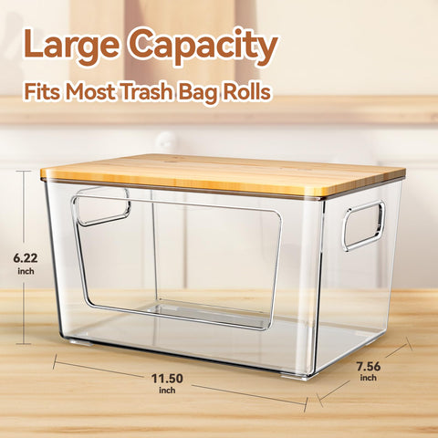 Spospo clear plastic body lets you see bags and replenish easily.